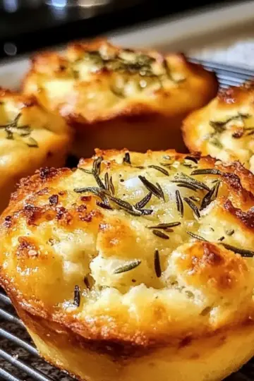 Golden Crust Garlic Rosemary Focaccia Muffins