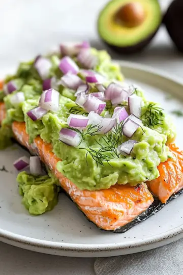 Baked Salmon with Avocado Mash