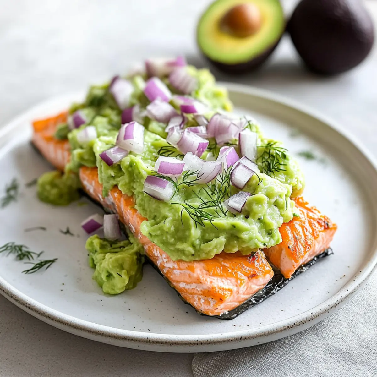 Baked Salmon with Avocado Mash