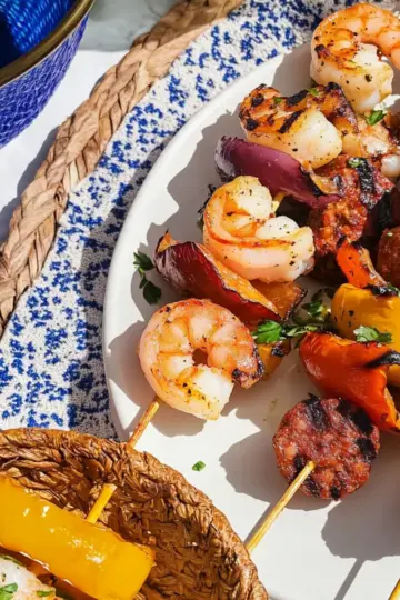 Shrimp, Pepper, and Chorizo Kebabs