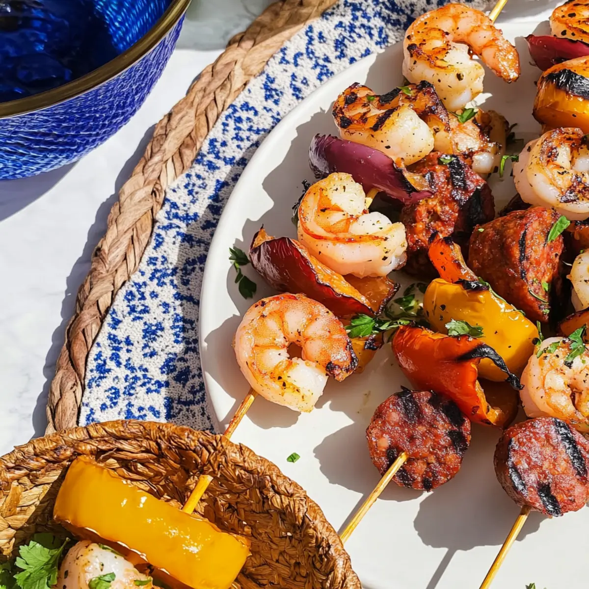 Shrimp, Pepper, and Chorizo Kebabs